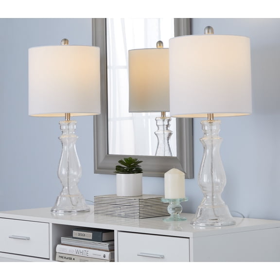 LumiSource Clear Bishop 24" Glass Table Lamp - Set of 2