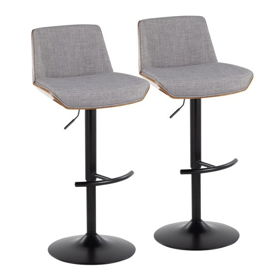 Corazza Adjustable Bar Stool, Chrome Bar Stools, Bar Chairs, Swivel Bar Stools, Bar Stools Set of 2 (Light Grey)