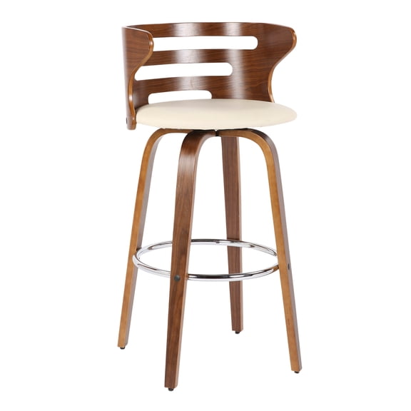 LumiSource Cosini Bar Stools, Cream Seat/Walnut Frame, Set of 2 Stools