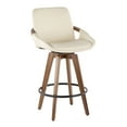 thumbnail image 1 of LumiSource Cosmo Mid-Century Counter Stool - Cream Faux Leather & Walnut Wood, 37.5" Tall, Indoor, Stylish Kitchen & Bar Seating, 1 of 6