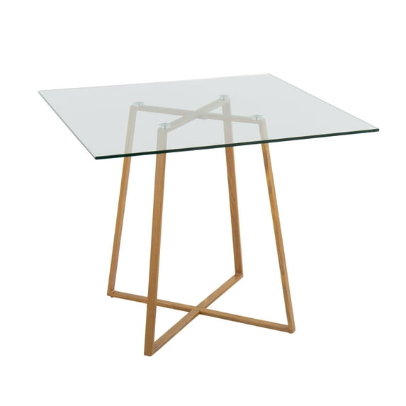LumiSource Cosmo Square Dining Table - 36" Clear Glass Top w/ Natural Metal Legs, Modern Design, Seats 4, Ideal for Kitchen or Dining Room, Indoor Use Only