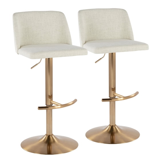 Toriano Adjustable Bar Stool, Gold Bar Stools, Bar Chairs, Swivel Bar Stools, Bar Stools Set of 2