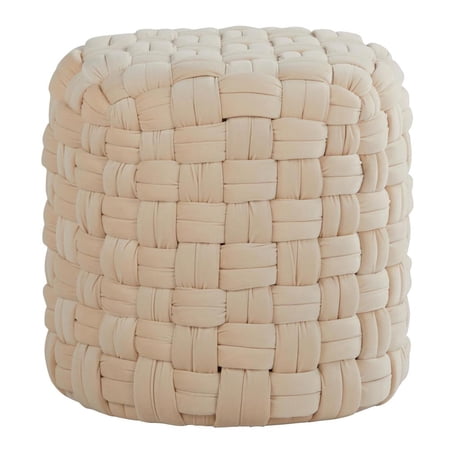 LumiSource Cream Velvet Braided Round 16" Ottoman
