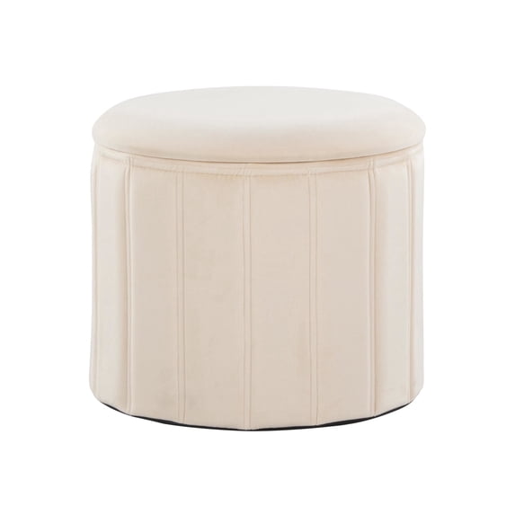 Lindsey Contemporary/Glam Folding Storage Ottoman in Cream Velvet by LumiSource