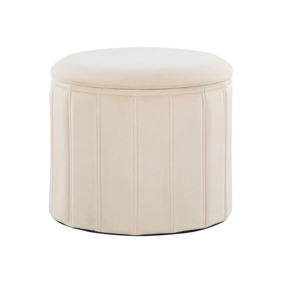 LumiSource Cream Velvet Lindsey Storage Ottoman