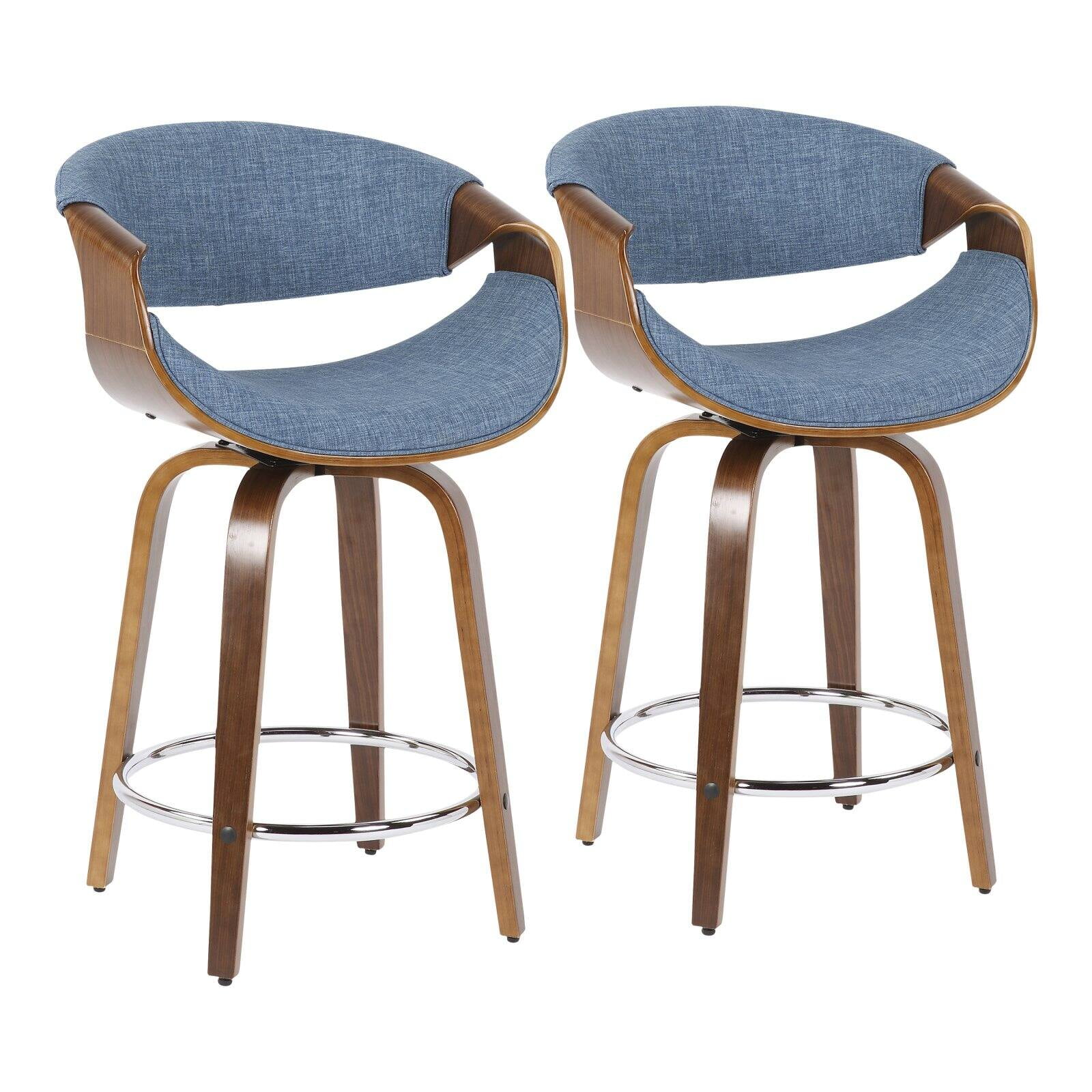 LumiSource Curvini 24 in. Solid Back Counter Stool Set of 2