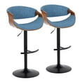 thumbnail image 1 of Curvo Adjustable Bar Stool, Chrome Bar Stools, Bar Chairs, Swivel Bar Stools, Bar Stools Set of 2 (Blue), 1 of 6