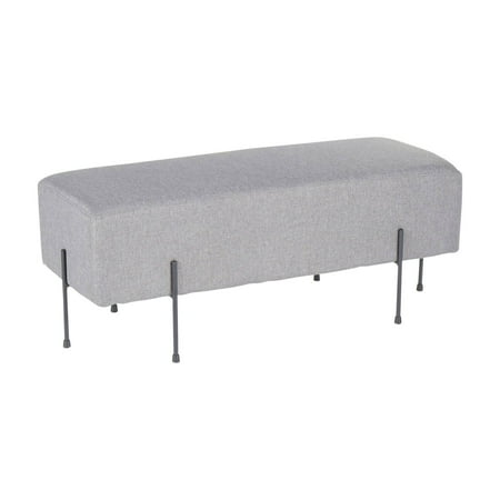 Daniella Contemporary Bench in Black Metal and Grey Fabric