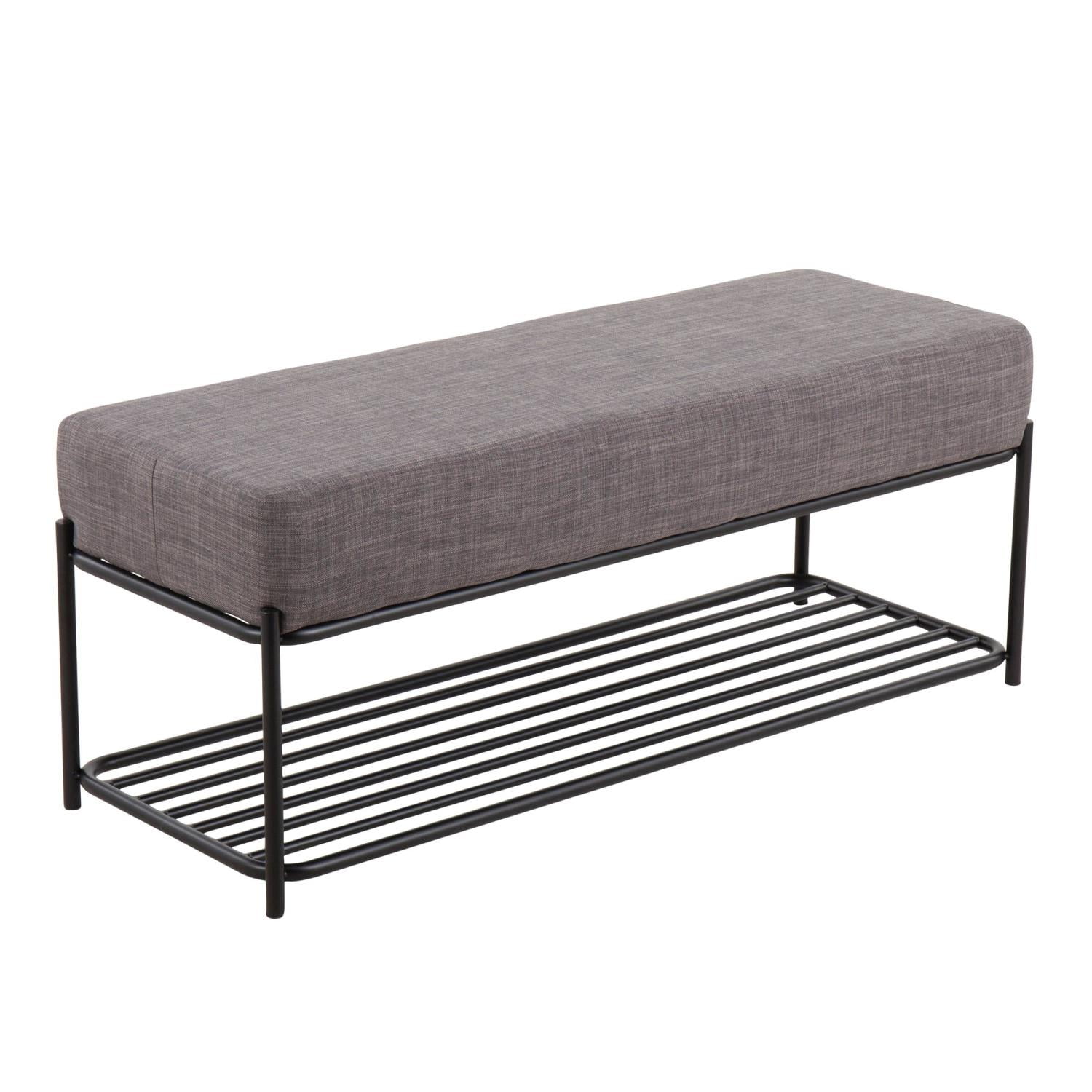 LumiSource Daniella Shelf Bench, 17-1/2"H x 44"W x 16"D, Charcoal/Black