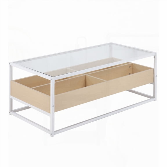 LumiSource Display Coffee Table with Metal, Wood & Glass|Contemporary Design & Storage