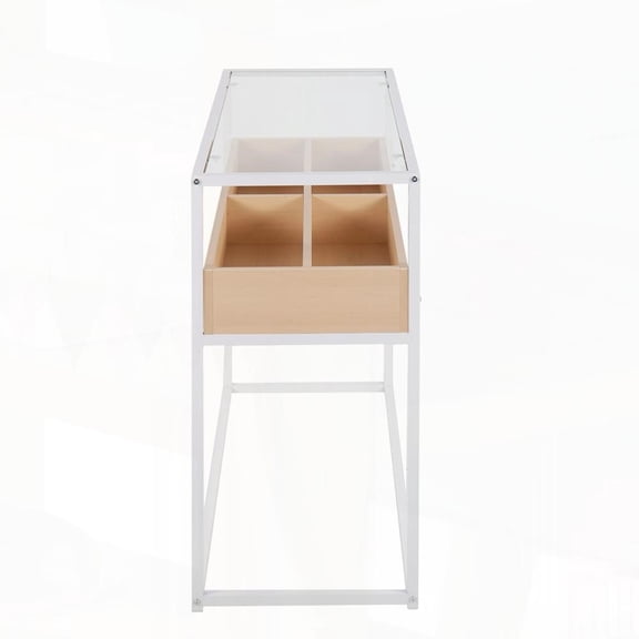 LumiSource Display Console Table with Versatile Storage|Contemporary Design|Tempered Glass Top