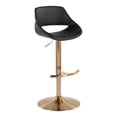 thumbnail image 1 of Silver Orchid  Svellingen Adjustable Bar Stool with Rounded T Footrest - Set of 2 Black Faux Leather/Gold Metal Gold Finish Faux Leather Faux Leather, 1 of 5