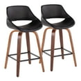 thumbnail image 1 of LumiSource Walnut Wood, Black PU, Black Steel Fabrico Fixed-Height Counter Stool - Set of 2, 1 of 8
