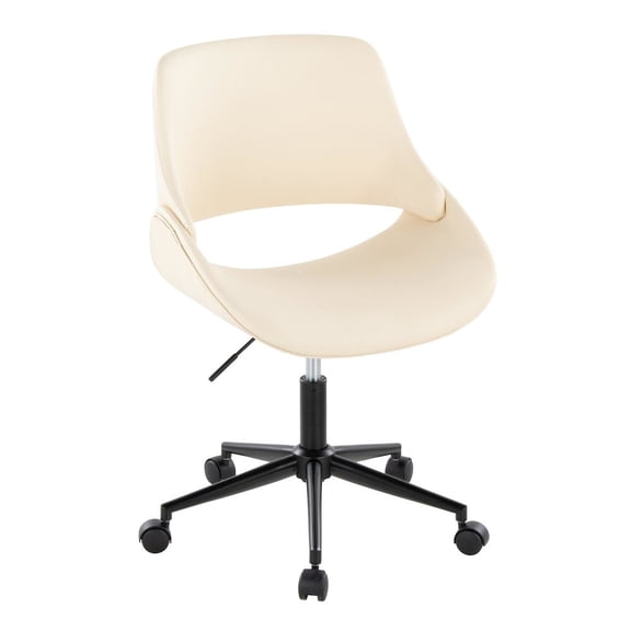 LumiSource Fabrico Office Chair in Black Metal, Cream PU color