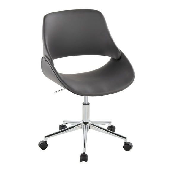 LumiSource Fabrico Office Chair in Chrome Metal, Grey PU color