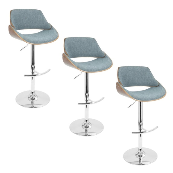 Fabrizzi Adjustable Bar Stools Set of 3, Chrome Bar Stools, Bar Chairs, Swivel Bar Stools Set of 3, Bar Stools Set of 3, Bar Height Stools, Bar Stools for Kitchen Counter (Blue)