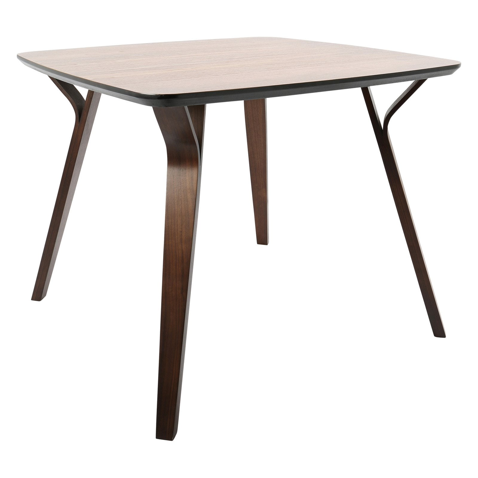 Mid-Century Modern Square Walnut Dining Table with Bentwood Legs