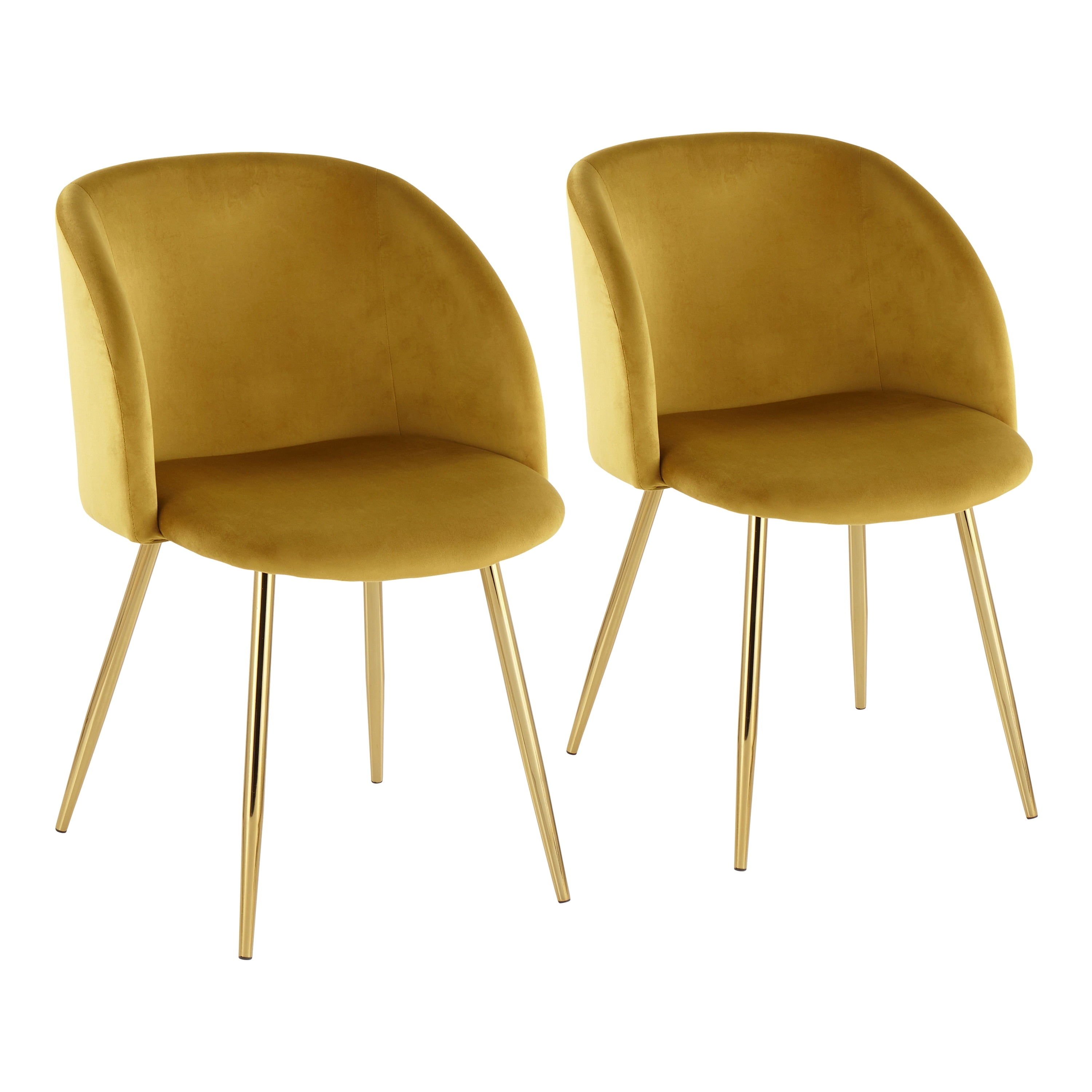 Set of 2 Contemporary High-Back Chartreuse Velvet Dining Chairs