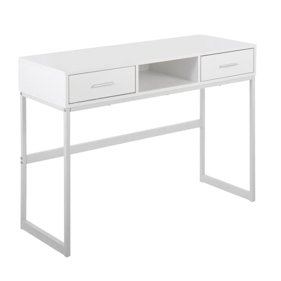 LumiSource White Metal, White Wood Franklin Console Table