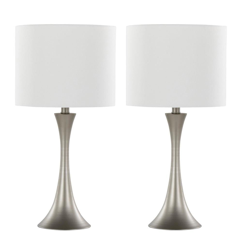 Lenuxe 24" Off-White and Frosted Silver Metal Table Lamps Set