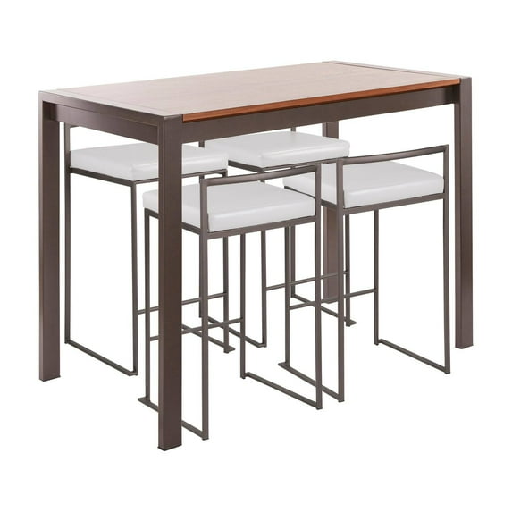 LumiSource Fuji 5 Piece Industrial Counter Height Dining Table Set