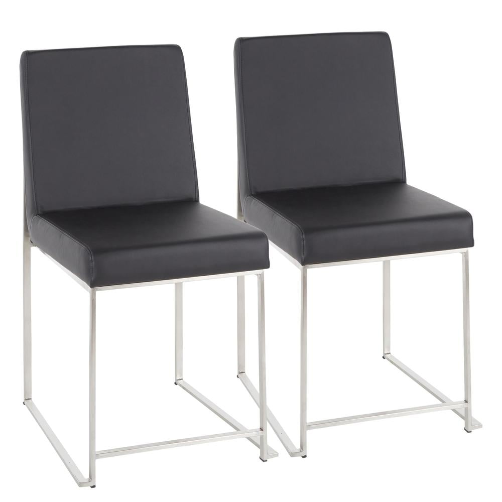 Fuji Contemporary High Back Faux Leather Dining Chair in Black