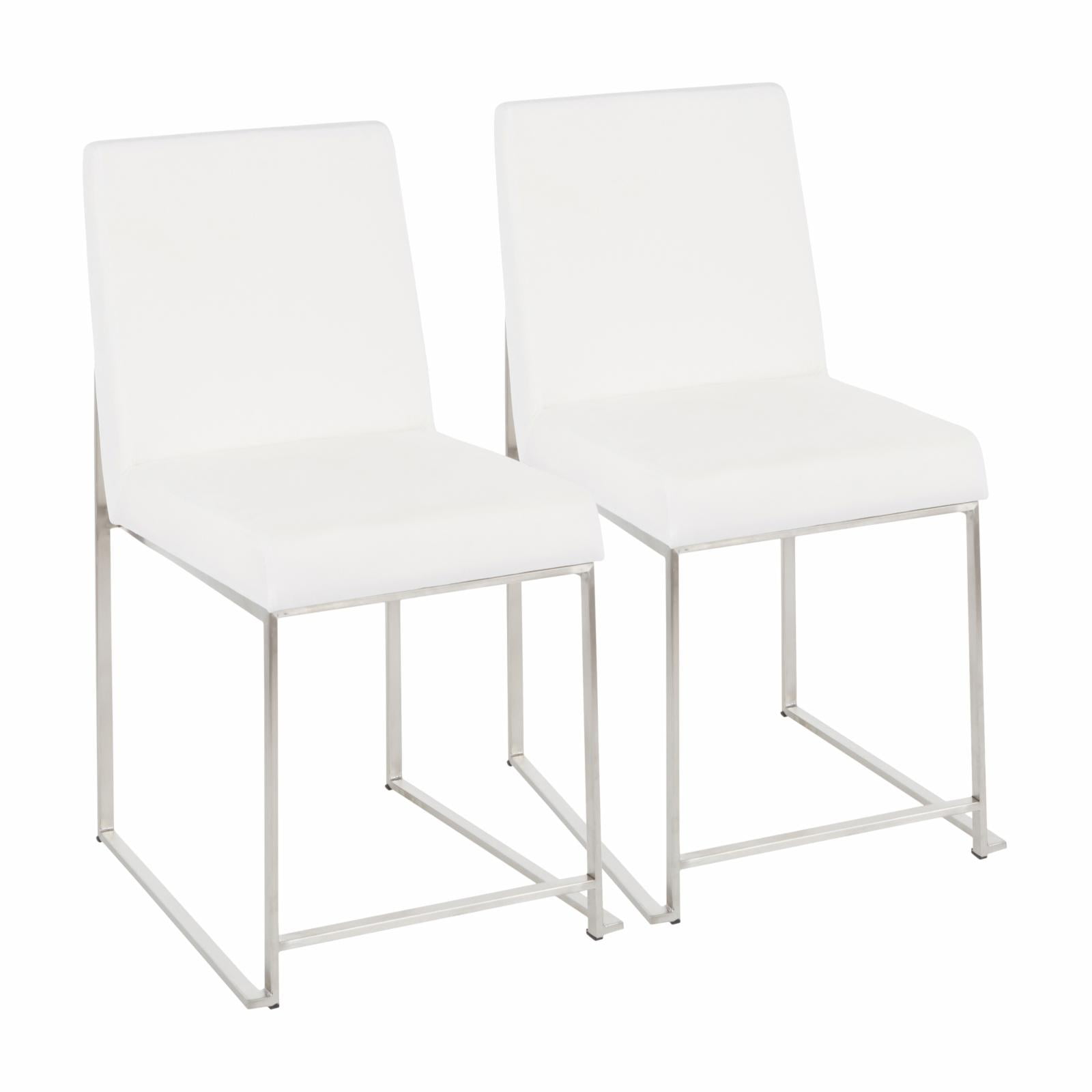 White Faux Leather High Back Metal Side Chair