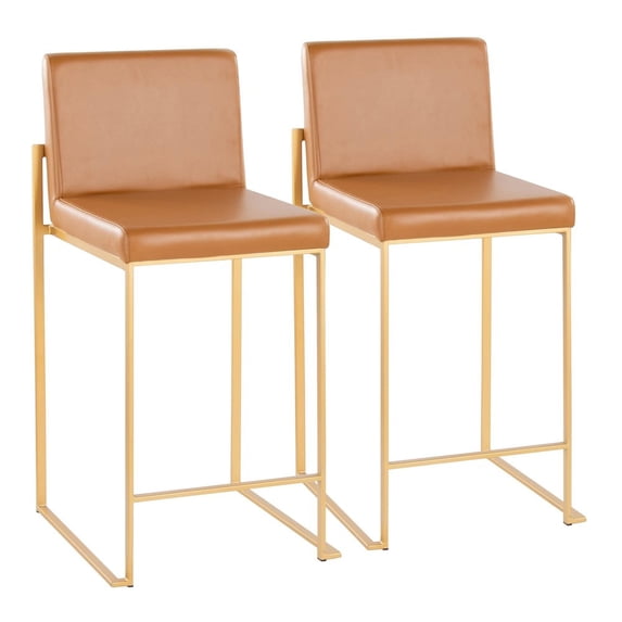 LumiSource Fuji High Back 26" Fixed-Height Barstool - Set of 2