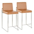thumbnail image 1 of Fuji High Back Counter Stools for Kitchen Counter in Stainless Steel, Counter Height Chairs, Bar Stools Set of 2, Counter Height Stools Set of 2, Bar Stools For Kitchen Island (Camel Faux Leather), 1 of 10