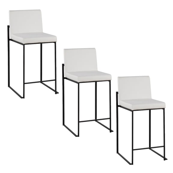 LumiSource Fuji High Back 26" Fixed-Height Counter Stool - Set of 3