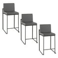 thumbnail image 1 of Fuji High Back Counter Stools for Kitchen Counter, Counter Height Chairs, Bar Stools Set of 3 with Backs, Counter Stools Set of 3 Black, Bar Stools Set of 3 Counter Height (Grey Faux Leather), 1 of 6