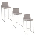 thumbnail image 1 of Fuji High Back Bar Stool Set of 3 Steel, Bar Chairs Set of 3, Stainless Steel Bar Stools, Bar Stools Set of 3 with Backs (Grey Fabric), 1 of 6