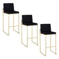 thumbnail image 1 of Fuji High Back Bar Stool Set of 3 Gold, Bar Chairs Set of 3, Gold Bar Stools, Bar Stools Set of 3 with Backs (Black Velvet), 1 of 6