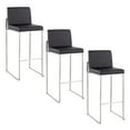 thumbnail image 1 of Fuji High Back Bar Stool Set of 3 Steel, Bar Chairs Set of 3, Stainless Steel Bar Stools, Bar Stools Set of 3 with Backs (Black Faux Leather), 1 of 5