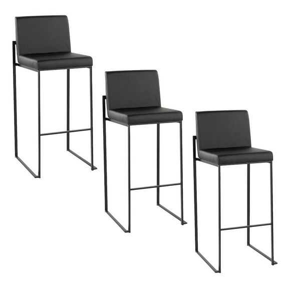 LumiSource Fuji High Back 30" Fixed-Height Barstool - Set of 3