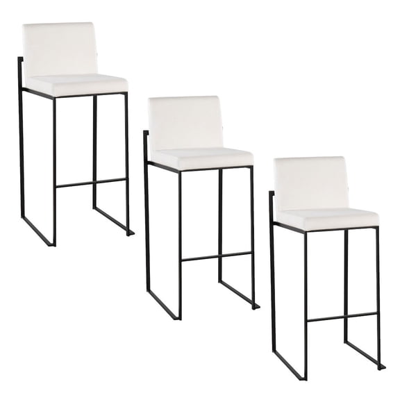 LumiSource Fuji High Back 30" Fixed-Height Barstool - Set of 3
