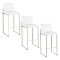 thumbnail image 1 of Fuji High Back Bar Stool Set of 3 Steel, Bar Chairs Set of 3, Stainless Steel Bar Stools, Bar Stools Set of 3 with Backs (White Faux Leather), 1 of 6