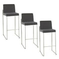 thumbnail image 1 of Fuji High Back Bar Stool Set of 3 Steel, Bar Chairs Set of 3, Stainless Steel Bar Stools, Bar Stools Set of 3 with Backs (Charcoal Fabric), 1 of 6