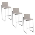 thumbnail image 1 of Fuji High Back Bar Stool Set of 3 Black, Bar Chairs Set of 3, Black Bar Stools, Bar Stools Set of 3 with Backs (Grey Fabric), 1 of 6
