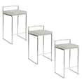 thumbnail image 1 of Fuji Stacker Counter Stools for Kitchen Counter in Stainless Steel, Counter Height Chairs, Bar Stools Set of 3, Counter Height Stools Set of 3 (Light Grey Cowboy Fabric), 1 of 6