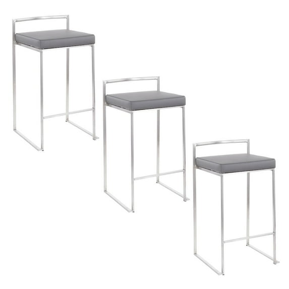 LumiSource Fuji Stacker 26" Fixed-Height Counter Stool - Set of 3