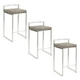 thumbnail image 1 of Fuji Stacker Counter Stools for Kitchen Counter in Stainless Steel, Counter Height Chairs, Bar Stools Set of 3, Counter Height Stools Set of 3, Bar Stools For Kitchen Island (Stone Cowboy Fabric), 1 of 6