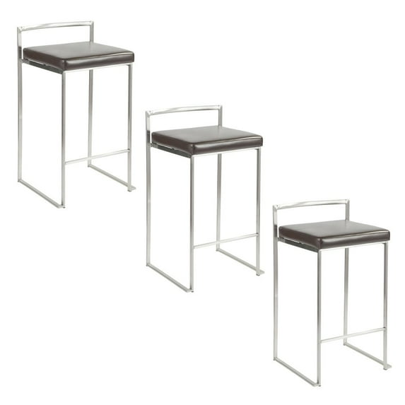 LumiSource Fuji Stacker 26" Fixed-Height Counter Stool - Set of 3