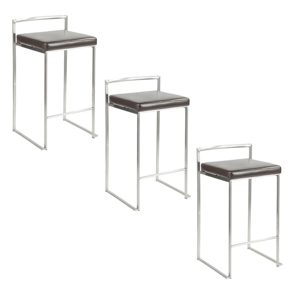 LumiSource Fuji Stacker 26" Fixed-Height Counter Stool - Set of 3