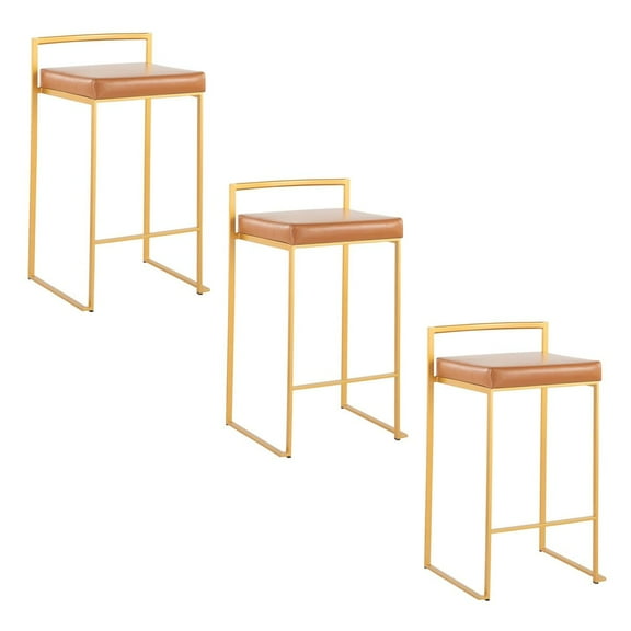 LumiSource Fuji Stacker 26" Fixed-Height Counter Stool - Set of 3
