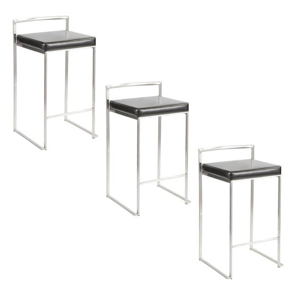 LumiSource Fuji Stacker 26" Fixed-Height Counter Stool - Set of 3