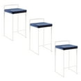 thumbnail image 1 of Fuji Stacker Counter Stools for Kitchen Counter in White Metal, Counter Height Chairs, Bar Stools Set of 3, Counter Height Stools Set of 3, Bar Stools For Kitchen Island (Blue Velvet), 1 of 6
