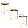 thumbnail image 1 of Fuji Stacker Counter Stools for Kitchen Counter in Gold Metal, Counter Height Chairs, Bar Stools Set of 2, Counter Height Chairs, Bar Stools For Kitchen Island (Black Faux Leather), 1 of 6