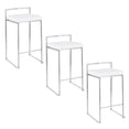 thumbnail image 1 of Fuji Stacker Counter Stools for Kitchen Counter in Stainless Steel, Counter Height Chairs, Bar Stools Set of 3, Counter Height Stools Set of 3, Bar Stools For Kitchen Island (White Velvet), 1 of 6