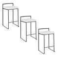 thumbnail image 1 of Fuji Stacker Counter Stools for Kitchen Counter in Black Metal, Counter Height Chairs, Bar Stools Set of 3, Counter Height Stools Set of 3, Bar Stools For Kitchen Island (White Velvet), 1 of 6